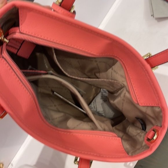 Michael Kors Jet Set Travel XS Carryall Tote Top Zip Tote Grapefruit - Picture 12 of 16